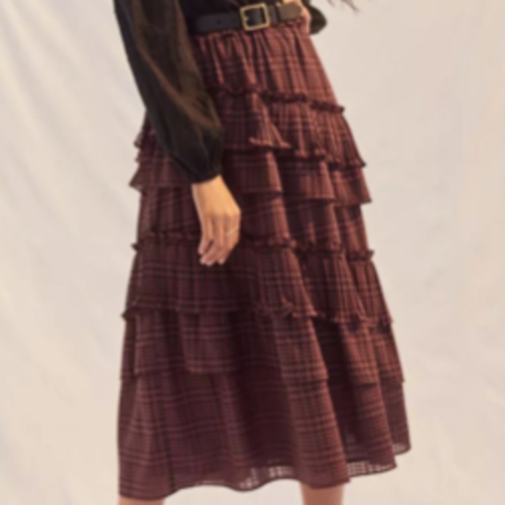 CURRENT AIR TIERED MIDI SKIRT